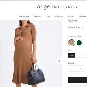 Elegance Knit Maternity Midi Dress in Camel
